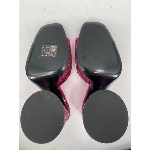 ATTICO Devon Fuchsia Mule Heel Pink Glitter Sparkle 38.5 NEW - Picture 5 of 7